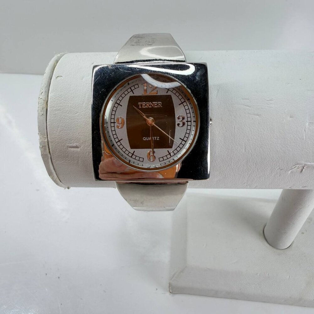 Tener Stainless Steel Quartz Bangle Watch – Silver Tone